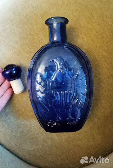 Винтажная бутылка синий кобальт