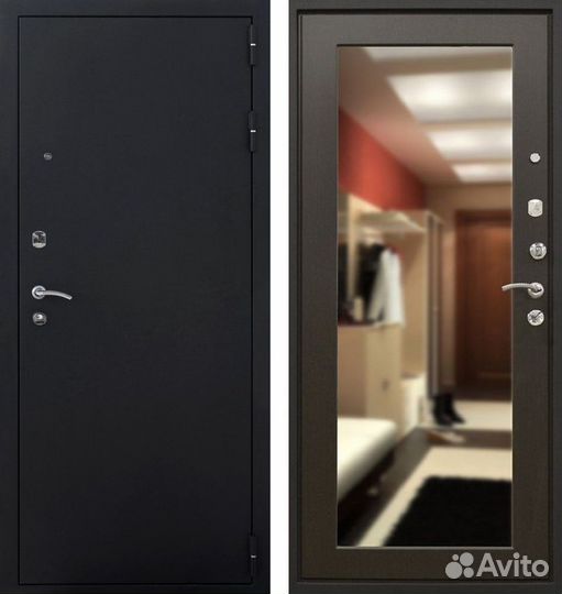 Входная дверь с зеркалом Гранит ультра М (венге)