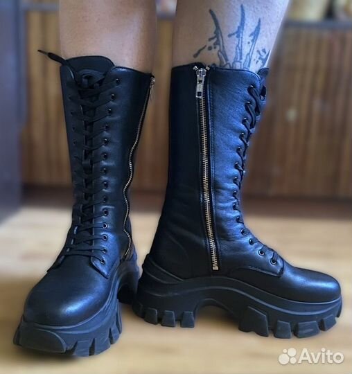 Массивные кожаные ботинки H&M