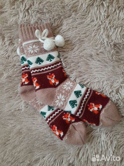 Носки гольфы теплые новогодние