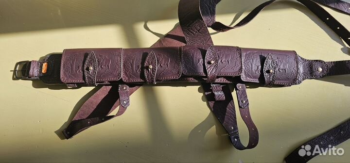Патронташ 12 калибр кожаный