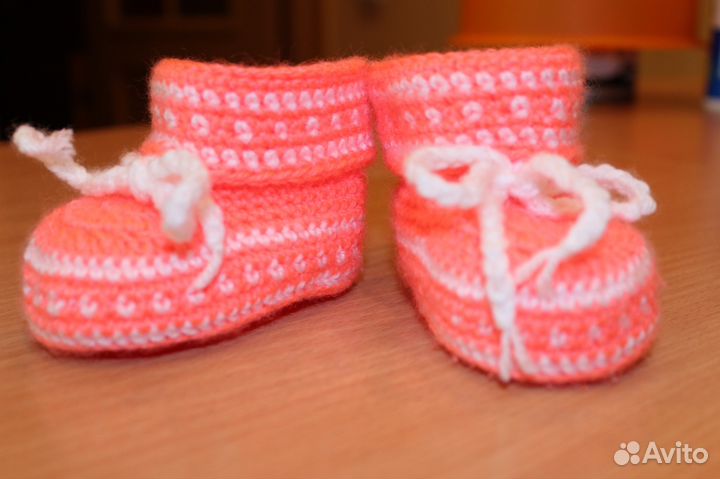 Пинетки вязаные с отворотом