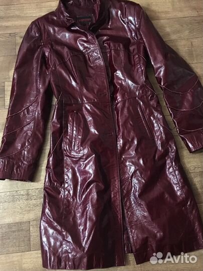 Плащ пальто кожаный