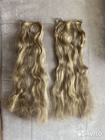 Волосы на заколках светлорусые 60 см