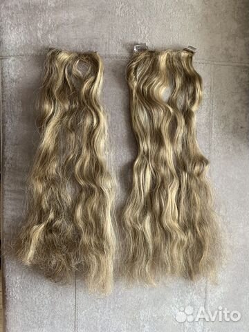 Волосы на заколках светлорусые 60 см