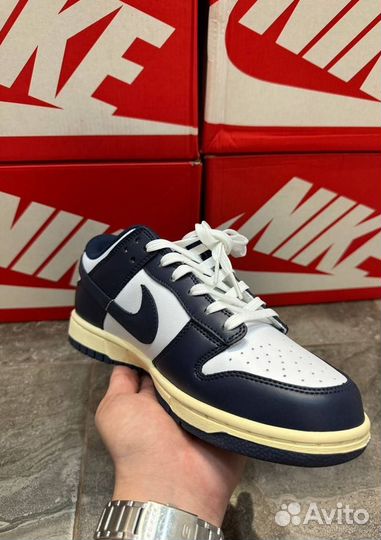 Nike dunk low vintage navy c доставкой