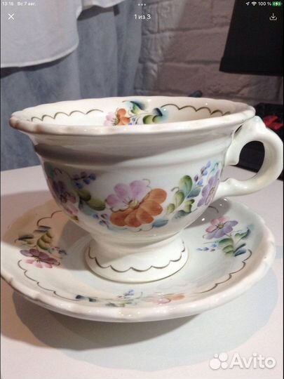 Чашка с блюдцем авторская работа винтаж