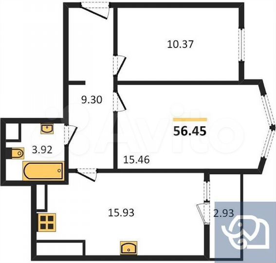 2-к. квартира, 56,5 м², 14/16 эт.