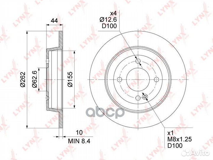 Диск тормозной зад BN1531 lynxauto