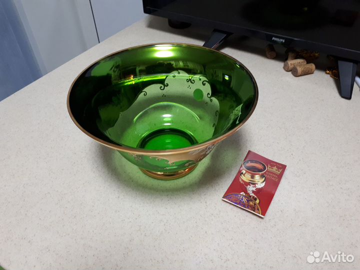 Ваза для фруктов. Богемское стекло 