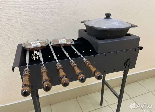 Мангал с чугунным казаном