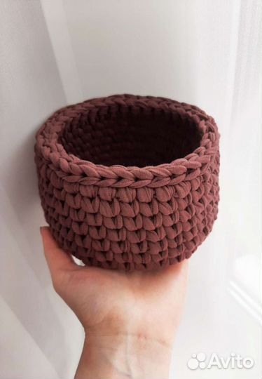 Корзинка из трикотажной пряжи