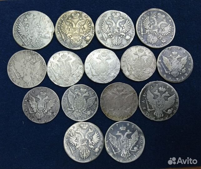 Серебряные рубли царской России в ассортименте