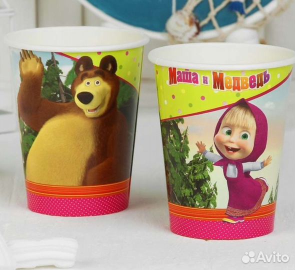 Набор Одноразовой детской посуды Маша и Медведь