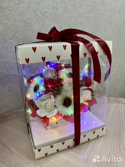 Светильник, мыльные цветы, подарок