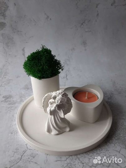 Поднос для украшений из гипса