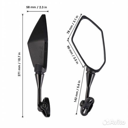 Универсальные зеркала на пластик мотоцикла