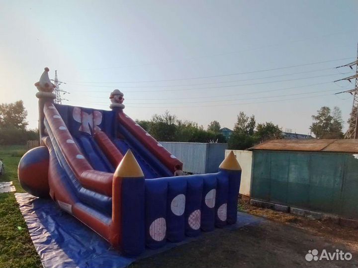 Детский надувной батут с горкой