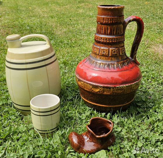 Кувшин, бочонок со стаканом, башмак керамика СССР