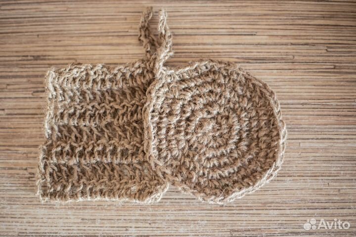 Эко-губки из джута для мытья посуды новые