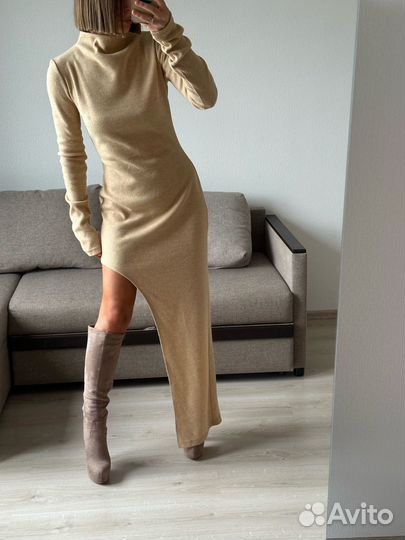 Платье ассиметричное теплое бронь