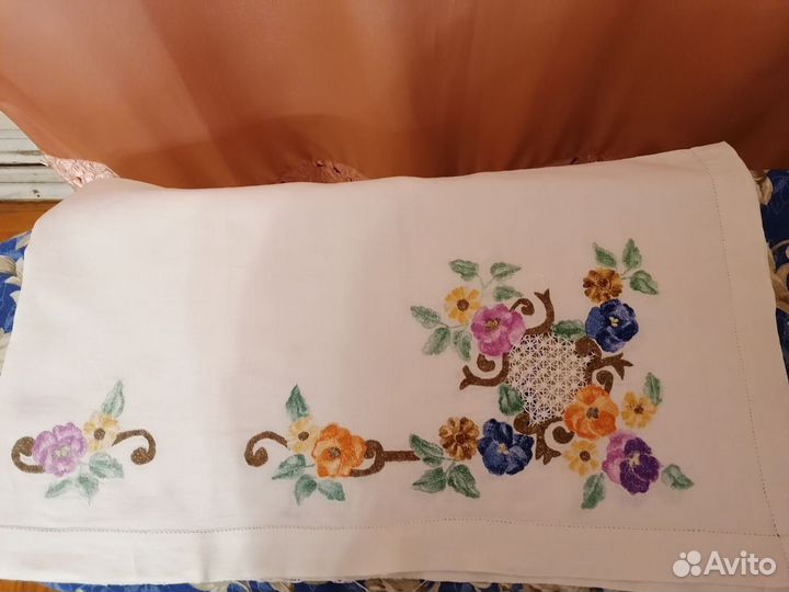 Накомодница антиквар. гладь, ришелье ручной работы