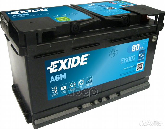 Exide EK800 AGM аккумуляторная батарея 19.5/17