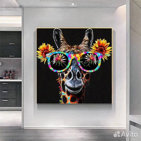 Картина маслом яркий жираф