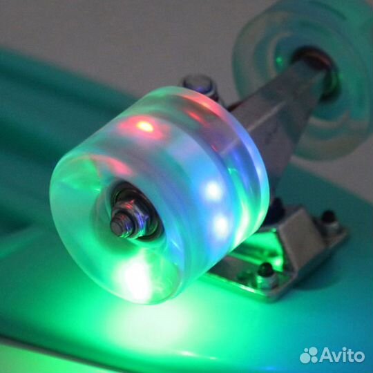 Пенни борд светящийся голубой