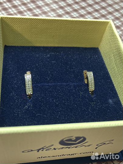 Серьги красное золото, с бриллиантами