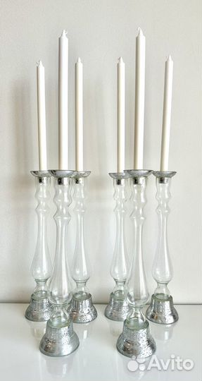 Подсвечник стеклянный 42 см