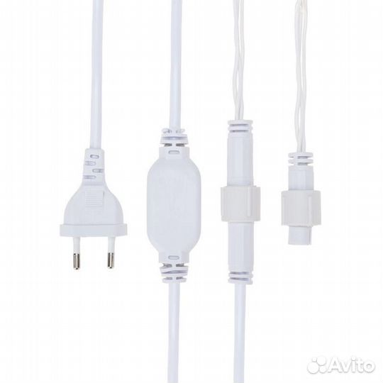 Гирлянда светодиодная «Айсикл» (бахрома) 2.4х0.6м 76LED бел. 7Вт 230В IP65 провод бел. (нужен шнур п