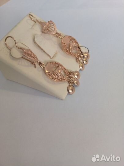 Золотые серьги 585, вес 7,02гр. (6662)