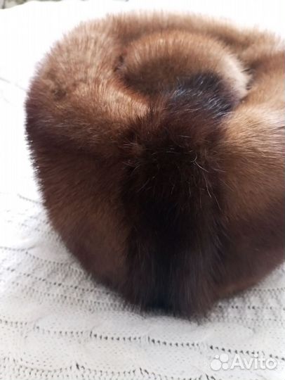 Шапка норковая женская, кофейная, 56- 58.размер