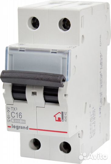 Автоматический выключатель TX3 2P C16 А 6 кА