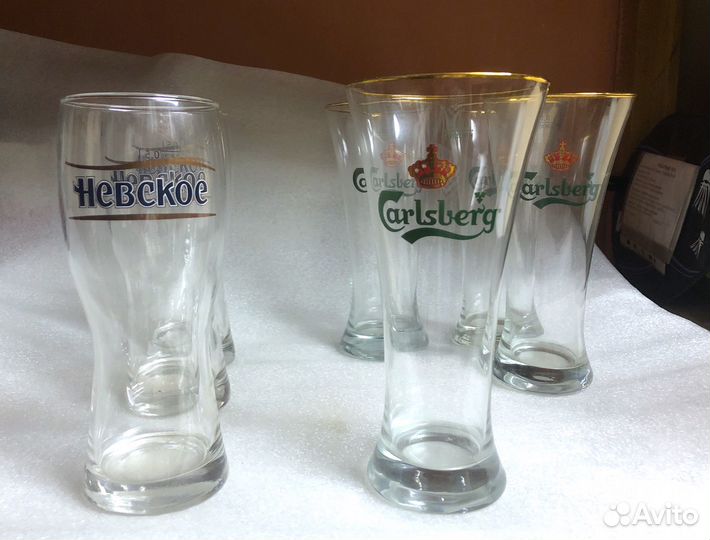 Пивные бокалы стаканы Carlsberg Невское Арсенал