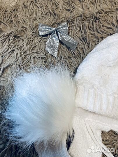 Шапка зимняя для девочки с помпоном