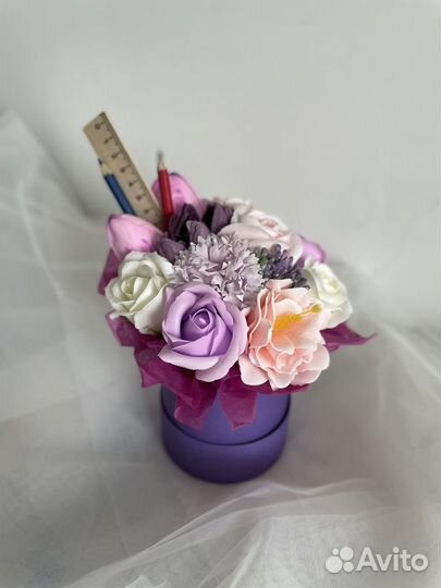 Букеты из мыльных цветов для учителя