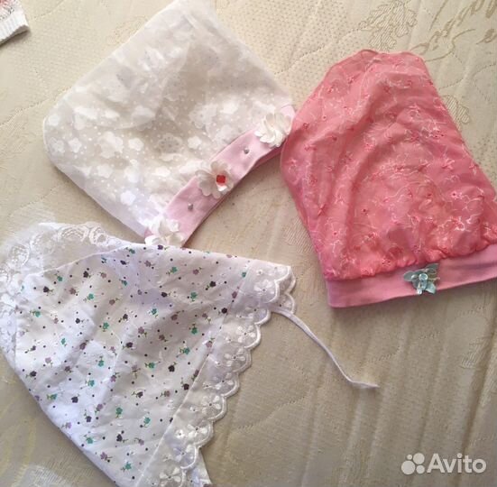 Шляпки, косынки, шапки летние от 0-2лет