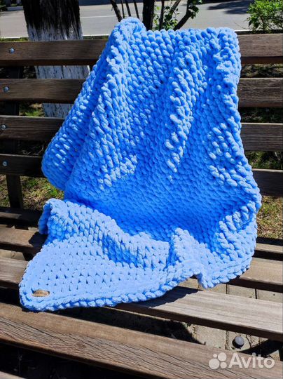 Вязанный плюшевый плед