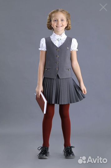 Жилетка для девочки школьная серая р. 146