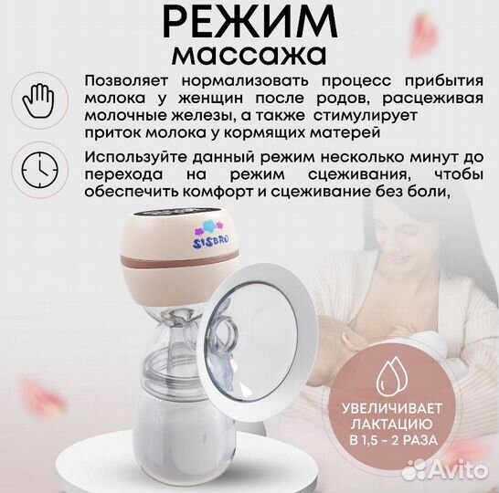 Молокоотсос электрический Sisbro / розовый