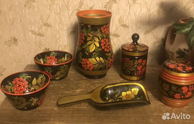 Кухонная утварь из дерева хохлома СССР