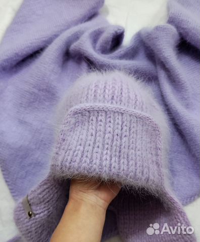 Ушанка вязаная и бактус (косынка)