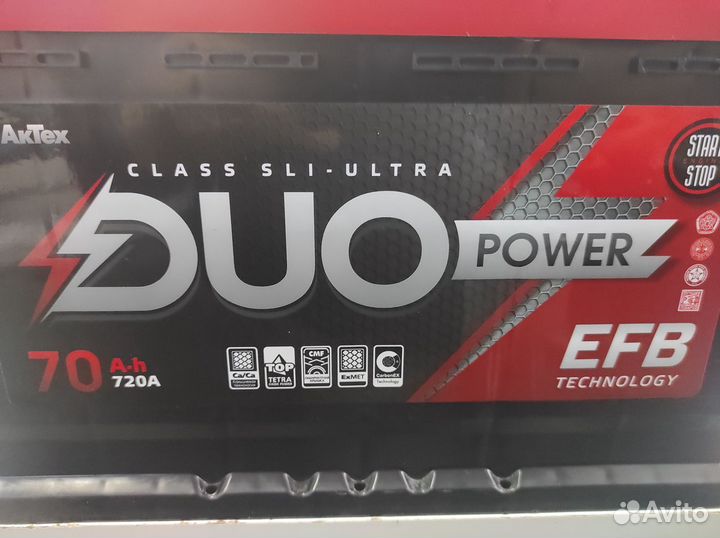 Аккумулятор 70Ач 720А Зверь Duo power EFB 3года Га