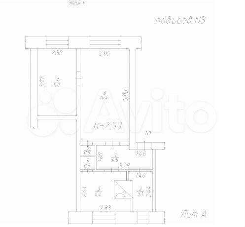 2-к. квартира, 37,6 м², 1/2 эт.