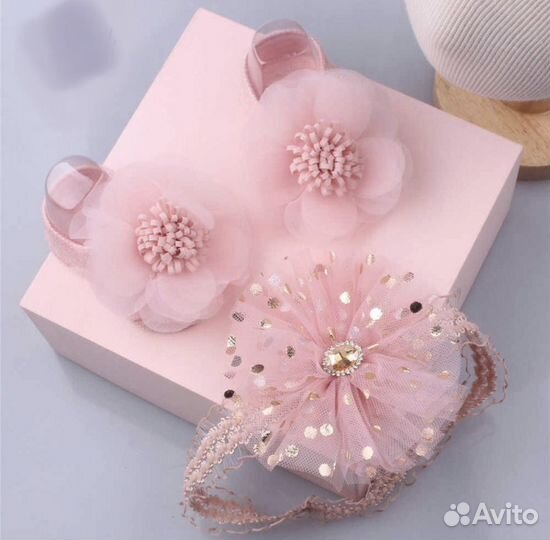 Повязка на голову и носочки разные наборы