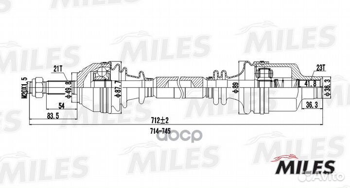 Привод в сборе правый renault clio II/kangoo I