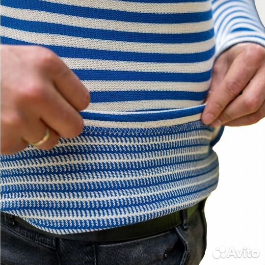 12297 Тельняшка двойной вязки, хлопок, голубая