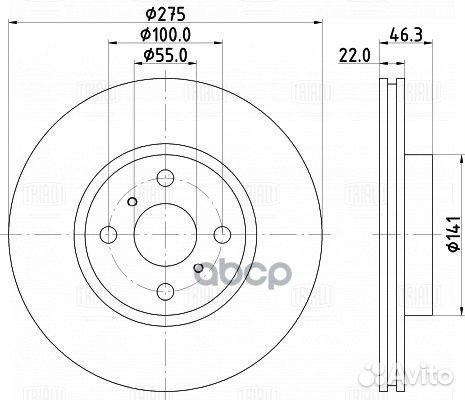 Диск торм. для а/м Toyota Yaris (05) c ABS перед